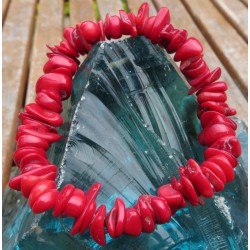 Red Coral Gemstone Chip Bracelet